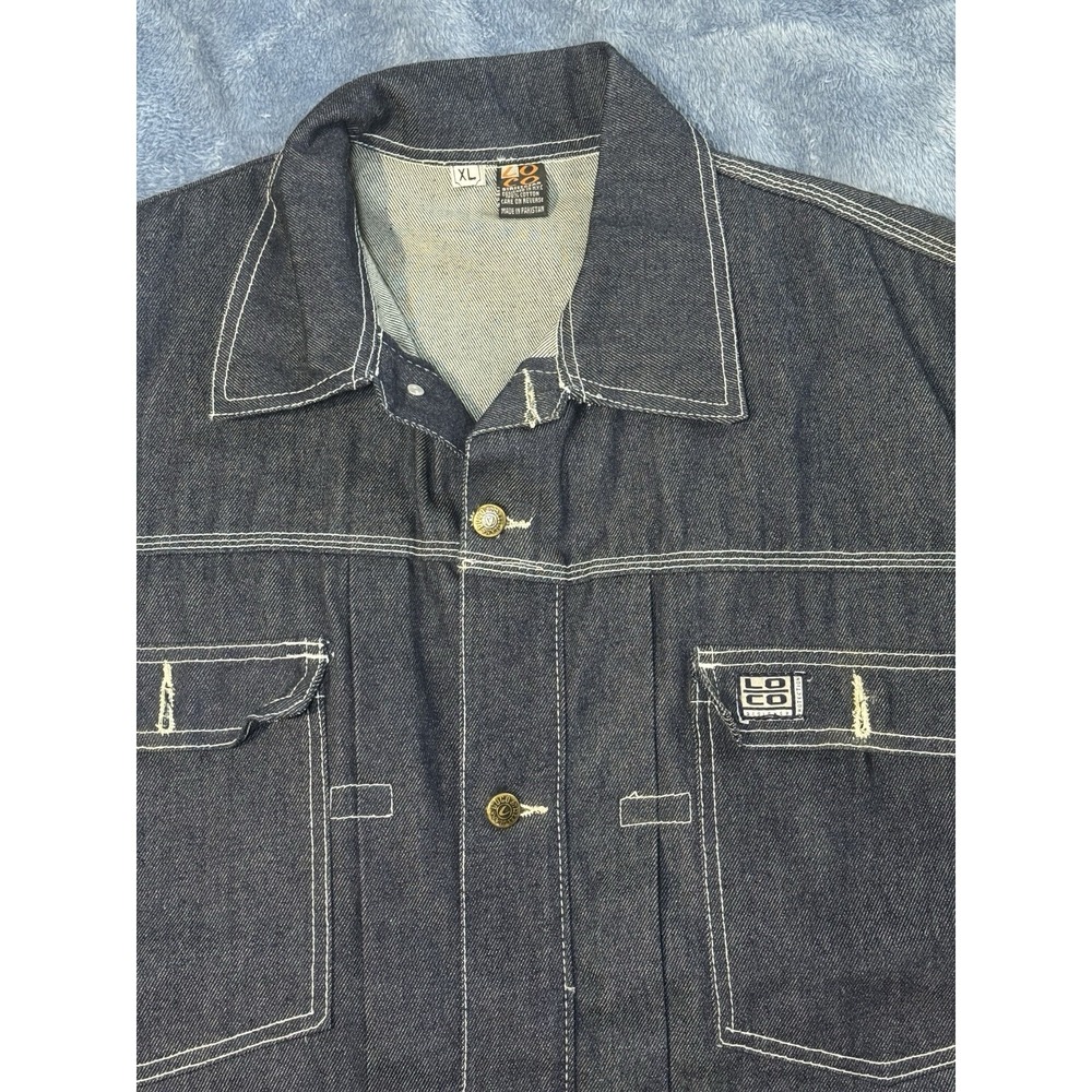 VTG Y2K Loco Jeans‎ Streetwear Denim Vest Blue Men's Size 5XL